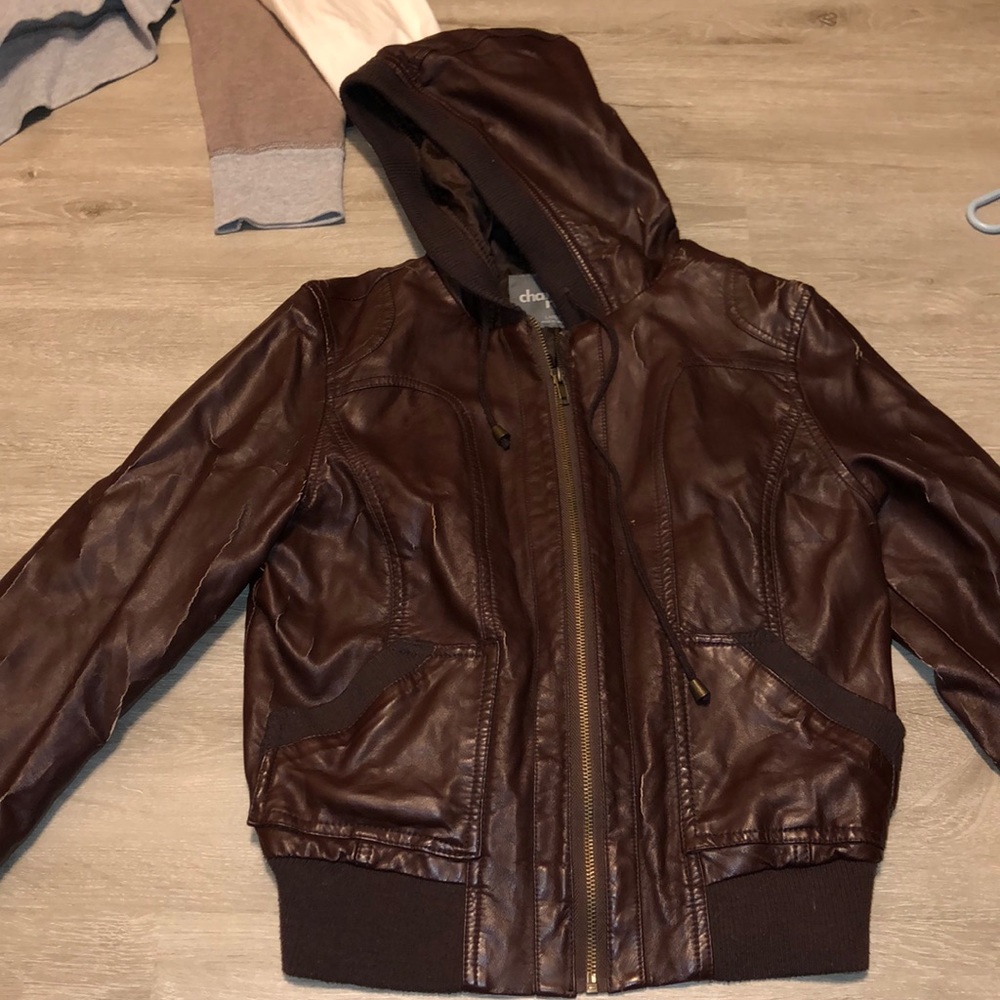 Warm leather faux jacket